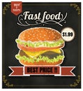 Restaurant Fast Foods menu burger on chalkboard vector format eps10