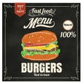 Restaurant Fast Foods menu burger on chalkboard vector format ep