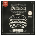 Restaurant Fast Foods menu burger on chalkboard vector format eps10 Royalty Free Stock Photo