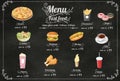 Restaurant Fast Foods menu on chalkboard vector format eps10 Royalty Free Stock Photo