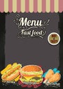 Restaurant Fast Foods menu on chalkboard vector format eps10 Royalty Free Stock Photo