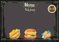 Restaurant Fast Foods menu on chalkboard vector format eps10 Royalty Free Stock Photo