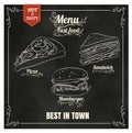 Restaurant Fast Foods menu on chalkboard vector format eps10 Royalty Free Stock Photo