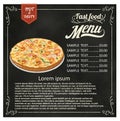 Restaurant Fast Foods menu pizza on chalkboard vector format eps10 Royalty Free Stock Photo