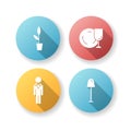 Restaurant flat design long shadow glyph icons set Royalty Free Stock Photo