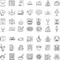 Restaurant flat line icons collection