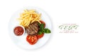 Restaurant food - beef grilled steak with french fries Royalty Free Stock Photo