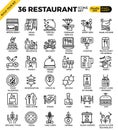 Restaurant food business pixel perfect outline icons