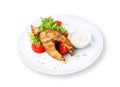 Restaurant food isolated - pikeperch fish steak Royalty Free Stock Photo