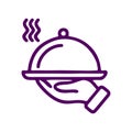 Restaurant food line icon. Dinner sign. Hotel room service symbol