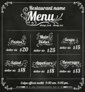 Restaurant Food Menu Design with Chalkboard Background Royalty Free Stock Photo