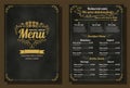 Restaurant Food Menu Vintage Design with Chalkboard Background Royalty Free Stock Photo