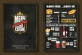 Restaurant Food Menu Vintage Design with Chalkboard Background vector format eps10 Royalty Free Stock Photo