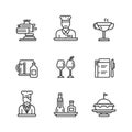 Restaurant and food service icons in a simple linear style Royalty Free Stock Photo
