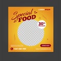 Restaurant food social media banner post design template Royalty Free Stock Photo