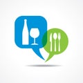 Restaurant forks and wine glasses in message bubble Royalty Free Stock Photo