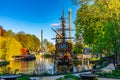 Restaurant in a form of a pirate ship at Tivoli gardens amusement park in Copenhagen, Denmark