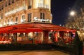 The restaurant Fouquets decorated for Christmas . It located at avenue Champs Elysees in Paris.Fouquets is a historic