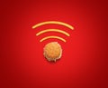 Restaurant free WiFi concept. Burger and french fries shape of WiFi symbol concept of free WiFi