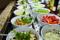 Restaurant with fresh and organic salads. Royalty Free Stock Photo