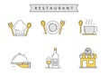 Restaurant icon collection draw in filled line design Royalty Free Stock Photo