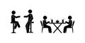 Restaurant icon, stick figure pictogram man drinks Royalty Free Stock Photo
