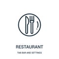 restaurant icon vector from tab bar and settings collection. Thin line restaurant outline icon vector illustration