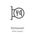 restaurant icon vector from winter travelling collection. Thin line restaurant outline icon vector illustration. Linear symbol for