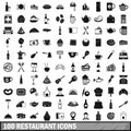 100 restaurant icons set, simple style Royalty Free Stock Photo