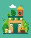 A restaurant implementing a composting program to reduce the amount of food waste that ends up in landfills.. Vector Royalty Free Stock Photo