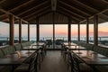 Restaurant interior captured during morning, tranquil atmosphere