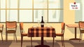 Restaurant Table Setting with Wine Glasses and Bottle Near Window Royalty Free Stock Photo