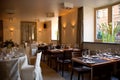 Restaurant interior with served tables