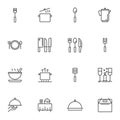 Restaurant kitchenware line icons set