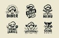 Restaurant label set. Gourmet chef food emblems, kitchen workshop or cooking club labels vector illustration Royalty Free Stock Photo