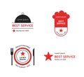 Restaurant labels in flat style - vector logo, badge set. Royalty Free Stock Photo