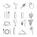 Restaurant line icons set