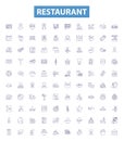 Restaurant line icons, signs set. Restaurant, Dining, Cafe, Eatery, Bistro, Cuisine, Eating out, Fast food, Food court Royalty Free Stock Photo