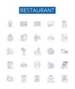 Restaurant line icons signs set. Design collection of Restaurant, Dining, Cafe, Eatery, Bistro, Cuisine, Eating out Royalty Free Stock Photo