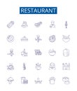 Restaurant line icons signs set. Design collection of Restaurant, Dining, Cafe, Eatery, Bistro, Cuisine, Eating out Royalty Free Stock Photo