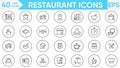 Restaurant line icons vector and illustrator set Royalty Free Stock Photo
