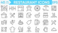Restaurant line icons vector and illustrator set Royalty Free Stock Photo