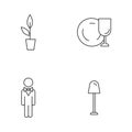 Restaurant linear icons set