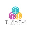 Restaurant logo concept, fork spoon on plate simple Royalty Free Stock Photo