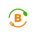 Restaurant Logo Design On Letter B With Spoon And Fork Concept Template. Kitchen Tools, Food Icon. Cooking Logo, Bbq Sign, Grill