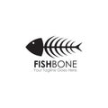 Restaurant logo design with using fish bone graphic icon template Royalty Free Stock Photo