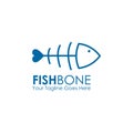 Restaurant logo design with using fish bone graphic icon template Royalty Free Stock Photo