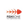 Restaurant logo design with using fish bone graphic icon template Royalty Free Stock Photo