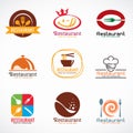 Restaurant logo and food shop logo vector set design