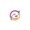 Restaurant logo illustration. Circles, spoons, forks. Colorful vector design templates